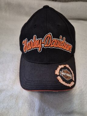 Harley-Davidson Black Cap with Orange Script Logo